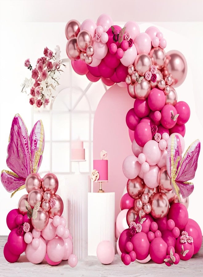 Netnology Pink Butterfly Balloon Arch Garland Kit 112pcs Pastel Pink Rose Gold Balloons with 2pcs Butterfly Foil Balloons for Birthday Party Decorations Baby Shower Decorations for Girls - Image 2
